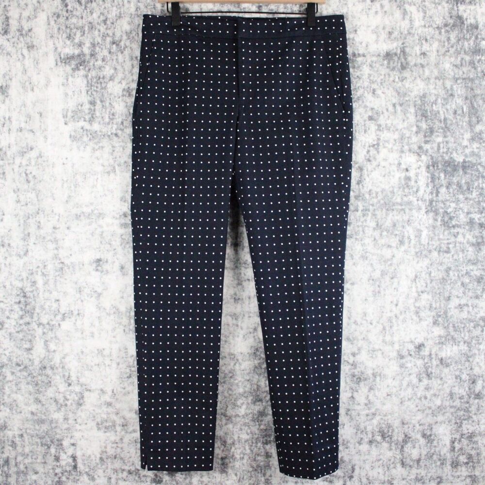 Lauren Ralph Lauren Womens 8 Ankle Pants Navy Blue Polka Dot Preppy Classic